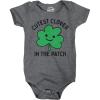 Crazy Dog T-Shirts Cutest Clover In The Patch Baby Bodysuit Funny Sarcastic St Patricks Day Jumper for Infants