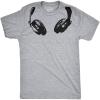 Headphones Around The Neck T Shirt Cool Music Rock and Roll DJ Tee(Light Heather Grey)