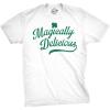 Magically Delicious St Patricks Day Shirt – Funny Irish Tee Mens Lucky Clover Novelty Graphic(White)