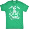 Mens Funny T Shirts Snakes are Gone Lets Drink St Patricks Day Drinking Tee(Heather Green – Snakes Are Gone)