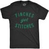 Mens Pinches Get Stitches T Shirt Funny Saint Patricks Day Novelty Patty Tee(Heather Black)