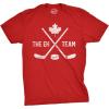 Mens The Eh Team Canadian Hockey Sticks Funny Canada Gift Cool Graphic Tee(Red)