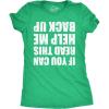 Womens Funny Shirts If You Can Read This Help Me Back Up St Patricks Day Tee for Ladies(Heather Green – Help Me Back Up)