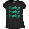 Womens Lucky 3X Green Glitter T Shirt Funny St Pattys Day Parade Luck Joke Glittery Tee for Ladies Funny T Shirts(Heather Black – Lucky Green Glitter)