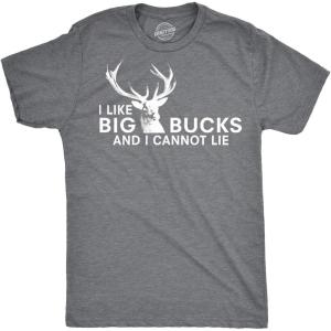 Crazy Dog Mens I Like Big Bucks and I Cannot Lie T Shirt Funny Hunting Tee(Dark Heather Grey)
