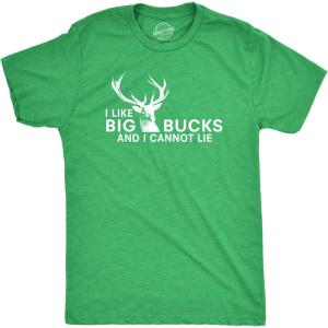 Crazy Dog Mens I Like Big Bucks and I Cannot Lie T Shirt Funny Hunting Tee(Green)