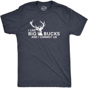 Crazy Dog Mens I Like Big Bucks and I Cannot Lie T Shirt Funny Hunting Tee(Navy)