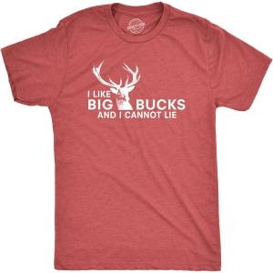 Crazy Dog Mens I Like Big Bucks and I Cannot Lie T Shirt Funny Hunting Tee(Red)