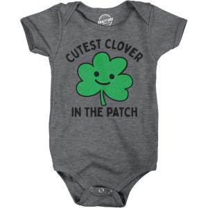 Crazy Dog T-Shirts Cutest Clover In The Patch Baby Bodysuit Funny Sarcastic St Patricks Day Jumper for Infants