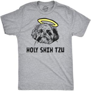 Holy Shih Tzu T Shirt Funny Dog Shitzu Shirts Hilarious Graphich Tees(Light Heather Grey)