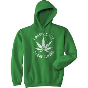 I Prefer The 7 Leaf Clover Hoodie Funny St Patricks Day Shirt 420 Pot Leaf Graphic Weed Sweatshirt(Green)