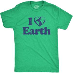 Mens Earth Day T Shirts Funny Green Environmental Graphic Novelty Recycling Tees for Guys(Heather Green – Heart Earth)