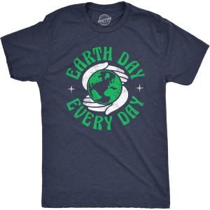 Mens Earth Day T Shirts Funny Green Environmental Graphic Novelty Recycling Tees for Guys(Heather Navy – Every Day)