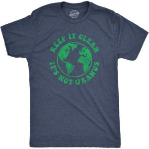 Mens Earth Day T Shirts Funny Green Environmental Graphic Novelty Recycling Tees for Guys(Heather Navy – Uranus)