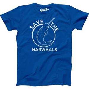 Mens Earth Day T Shirts Funny Green Environmental Graphic Novelty Recycling Tees for Guys(Heather Royal – Narwhals)