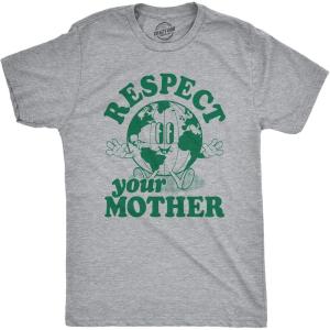Mens Earth Day T Shirts Funny Green Environmental Graphic Novelty Recycling Tees for Guys(Light Heather Grey – Respect Mother)