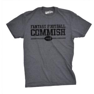 Mens Fantasy Football Commish T Shirt Funny Gift for Dad Game Day Graphic Cool(Dark Heather Grey)