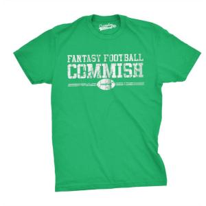 Mens Fantasy Football Commish T Shirt Funny Gift for Dad Game Day Graphic Cool(Green)