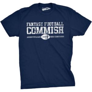 Mens Fantasy Football Commish T Shirt Funny Gift for Dad Game Day Graphic Cool(Navy)