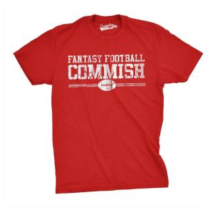 Mens Fantasy Football Commish T Shirt Funny Gift for Dad Game Day Graphic Cool(Red)