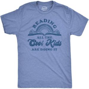 Mens Reading All The Cool Kids are Doing It T Shirt Funny Books Tee(Heather Light Blue)