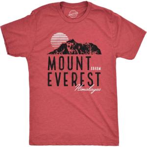 Mens Retro Mount Everest T Shirt Funny Camping Saying Vintage Mountain Graphic Novelty Tee(Heather Red)