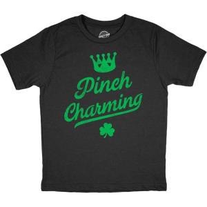 Toddler Pinch Charming T Shirt Funny St Pattys Day Parade Pinching Joke Tee for Young Kids(Heather Black – Pinch Charming)