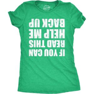 Womens Funny Shirts If You Can Read This Help Me Back Up St Patricks Day Tee for Ladies(Heather Green – Help Me Back Up)