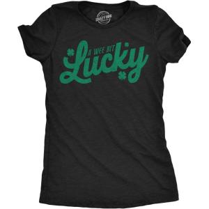 Womens Funny T Shirts A Wee Bit Lucky Sarcastic St Patricks Day Graphic Tee for Ladies