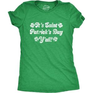 Womens Its Saint Patricks Day Yall T Shirt Funny St Patrick Parade Green Cute(Heather Green)