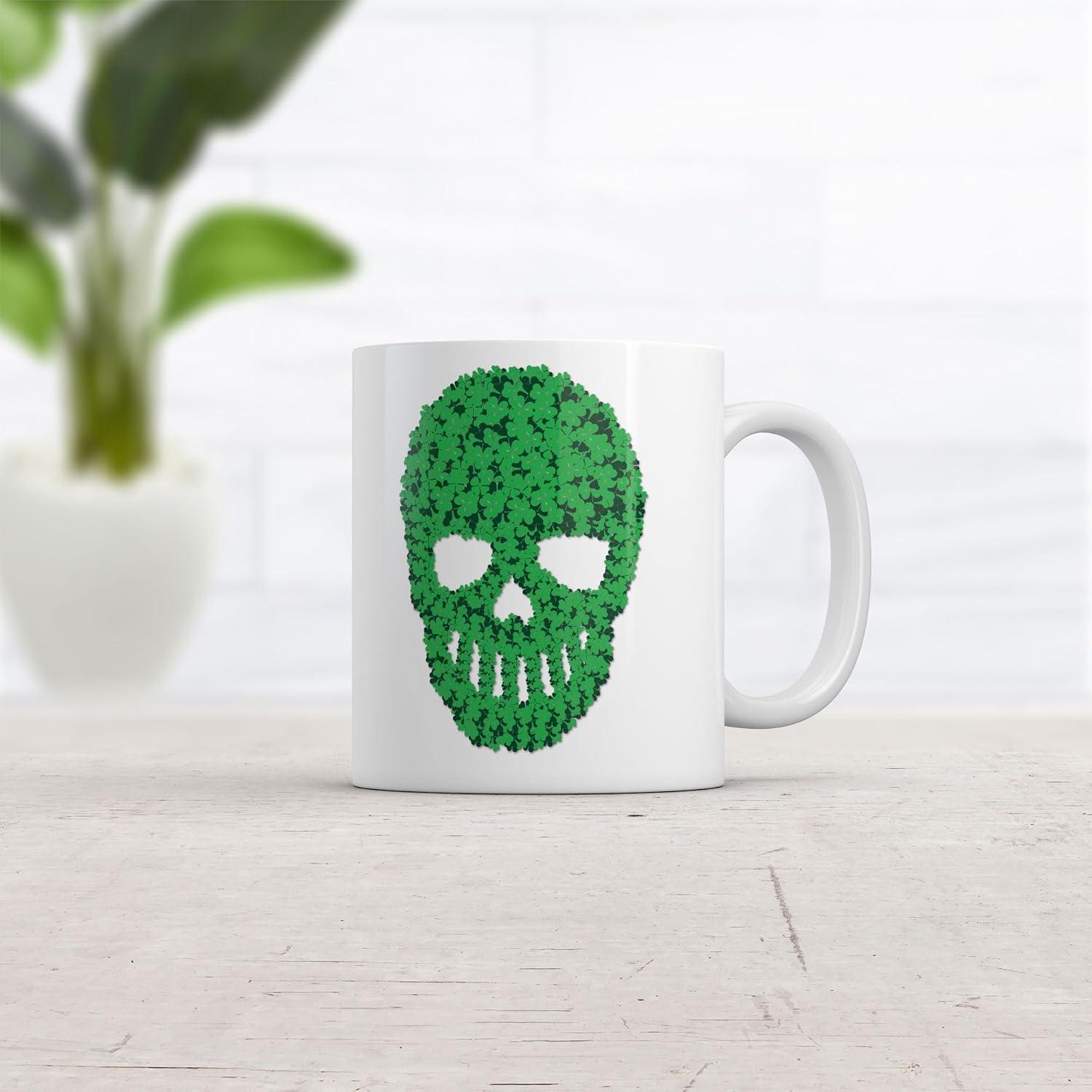 imageSkull Of Clovers Mug Funny St Patricks Day Graphic Coffee Cup 11oz Microwave Safe Insulated Drinking Cup
