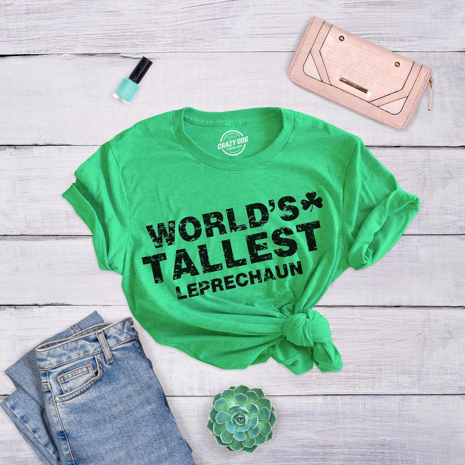 imageWomens Worlds Tallest Leprechaun T Shirt Funny Cute Saint Patricks Girls ShirtGreen