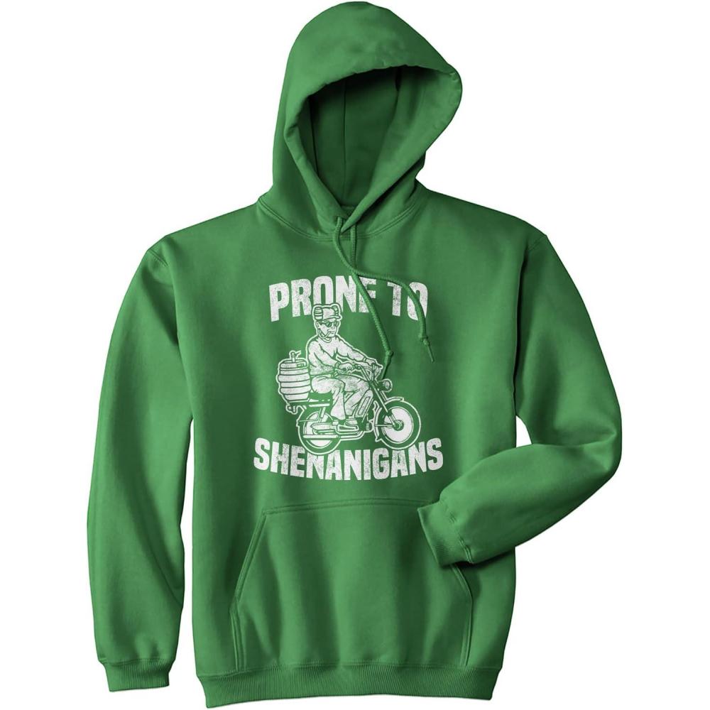 imageCrazy Dog TShirts Prone to Shenanigans Hoodie Funny St Patricks Day Drinking Shirt Graphic Saint Paddy SweatshirtGreen