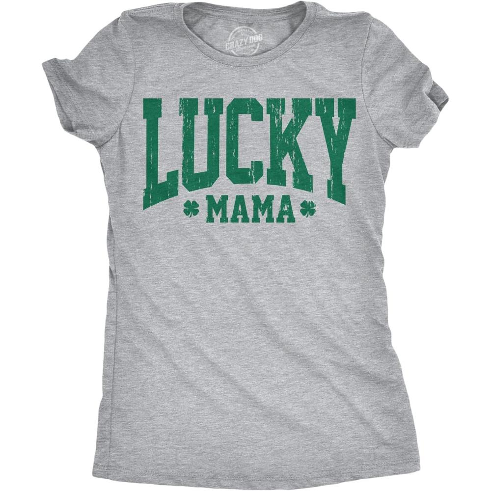 imageWomens Funny T Shirts Lucky Mama Sarcastic St Patricks Day Tee for Ladies