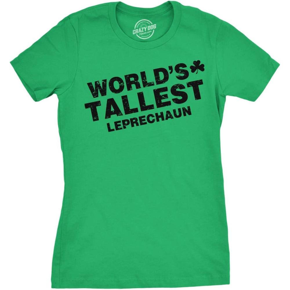 imageWomens Worlds Tallest Leprechaun T Shirt Funny Cute Saint Patricks Girls ShirtGreen