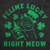 Womens Funny T Shirts Feline Lucky Right Meow Sarcastic St Patricks Day Kitten Graphic Tee for Ladies