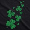 Womens Glitter Shamrocks V-Neck Funny Saint Patricks Day Shamrock Clover Shirt for Ladies(Black)