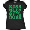 Womens Funny T Shirts Kiss Me Im 67 Percent Irish Sarcastic St Patricks Day Viral Tee for Ladies
