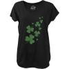 Womens Glitter Shamrocks V-Neck Funny Saint Patricks Day Shamrock Clover Shirt for Ladies(Black)