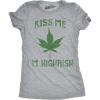 Womens Kiss Me Im Highrish Funny Saint Patricks Day T Shirt St Pattys Shamrock(Light Heather Grey)