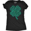 Womens Leopard Print Clover T Shirt Funny Cute Green Glitter St Paddys Day Shamrock Tee for Ladies(Heather Black – Leopard Print Clover)
