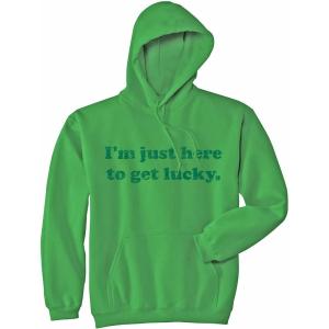 Crazy Dog T-Shirts Just Here to Get Lucky Hoodie Funny St Patricks Day Shirt Shenanigans Outfit Graphic Sweatshirt(Green)