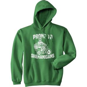 Crazy Dog T-Shirts Prone to Shenanigans Hoodie Funny St Patricks Day Drinking Shirt Graphic Saint Paddy Sweatshirt(Green)
