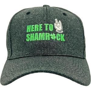 Funny St Patricks Day Hats Hilarous Novelty Graphic Caps(Black – Here to Shamrock)