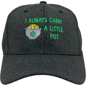 Funny St Patricks Day Hats Hilarous Novelty Graphic Caps(Black – I Always Carry a Little Pot)
