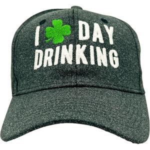 Funny St Patricks Day Hats Hilarous Novelty Graphic Caps(Black – I Clover Day Drinking)