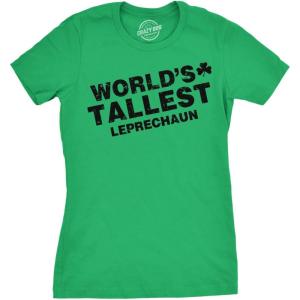 Womens Worlds Tallest Leprechaun T Shirt Funny Cute Saint Patricks Girls Shirt(Green)