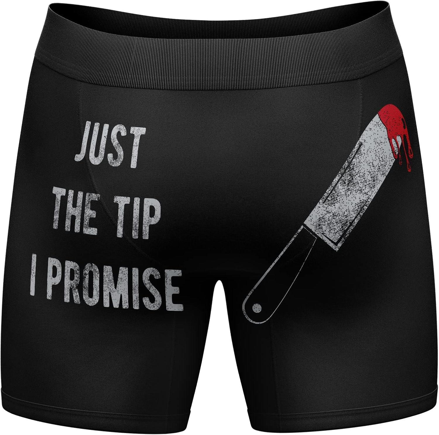 imageCrazy Dog TShirts Mens Just The Tip I Promise Boxer Briefs Funny Saying Halloween Gag Gift Graphic UnderwearBlack