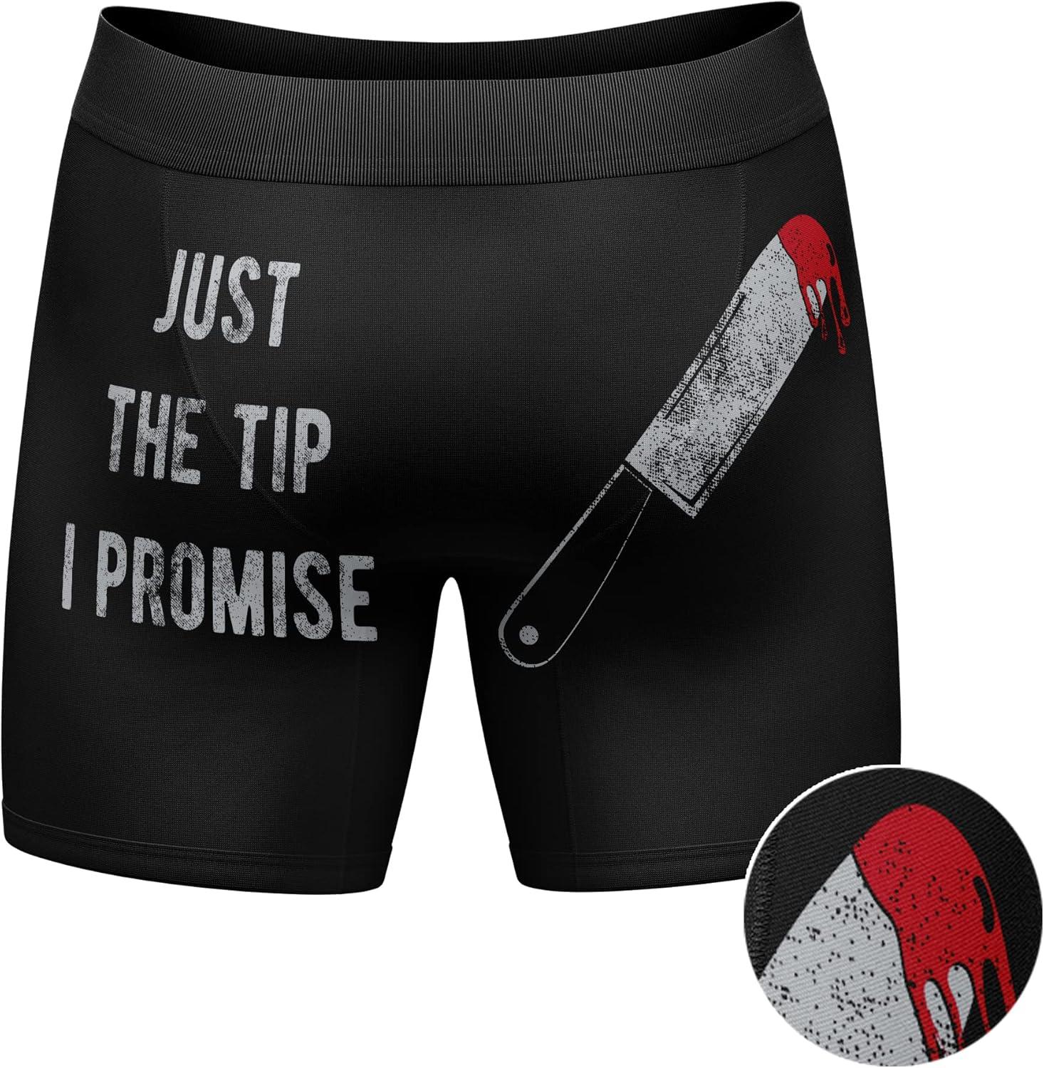 imageCrazy Dog TShirts Mens Just The Tip I Promise Boxer Briefs Funny Saying Halloween Gag Gift Graphic UnderwearBlack