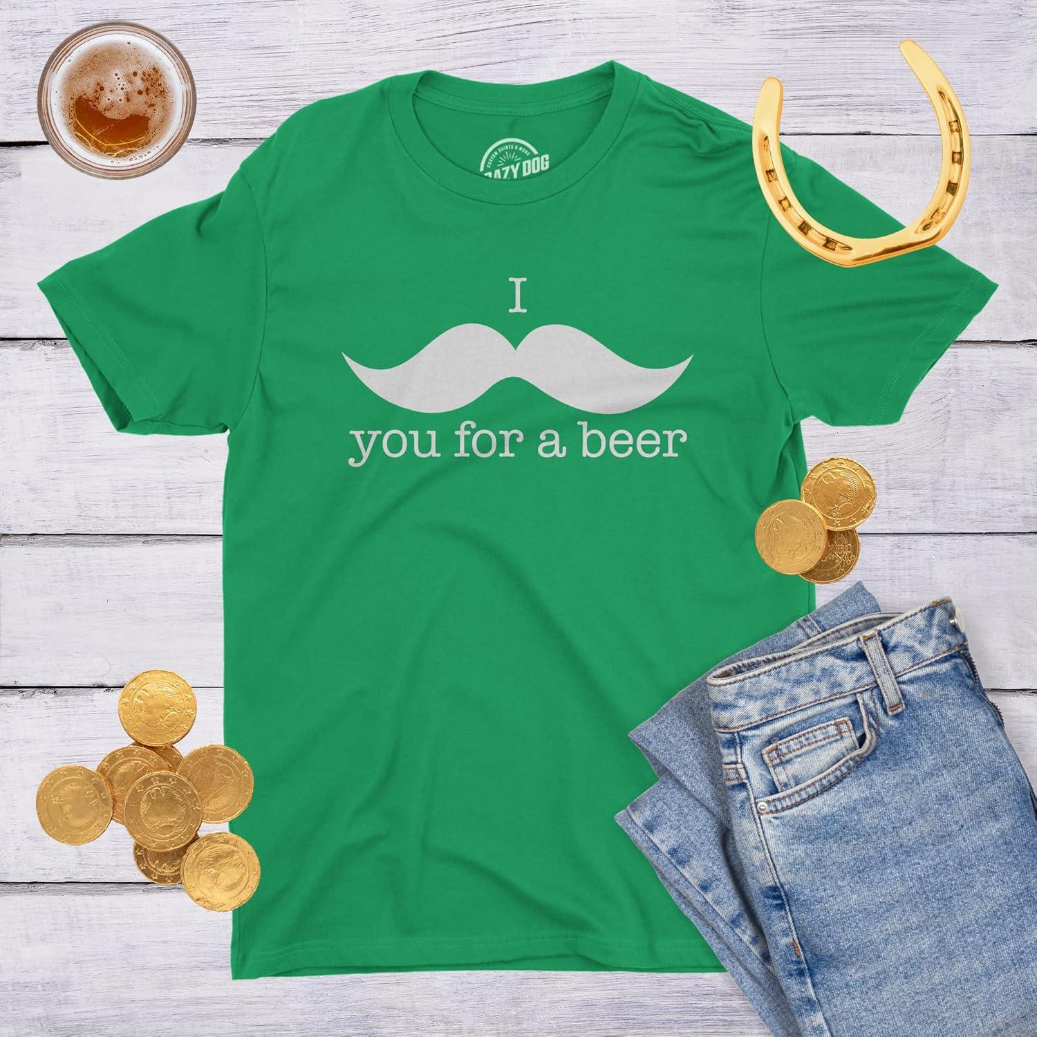 imageI Mustache You for A Beer T Shirt Funny St Patricks Day Shamrock Drinking TeeGreen